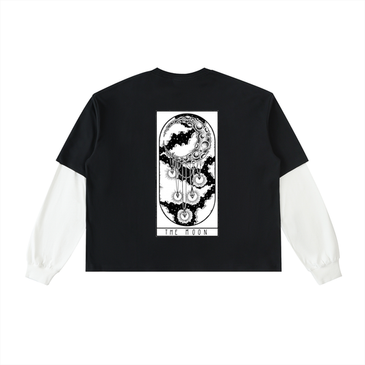 Layered Contrast Sleeve Cotton T-Shirt